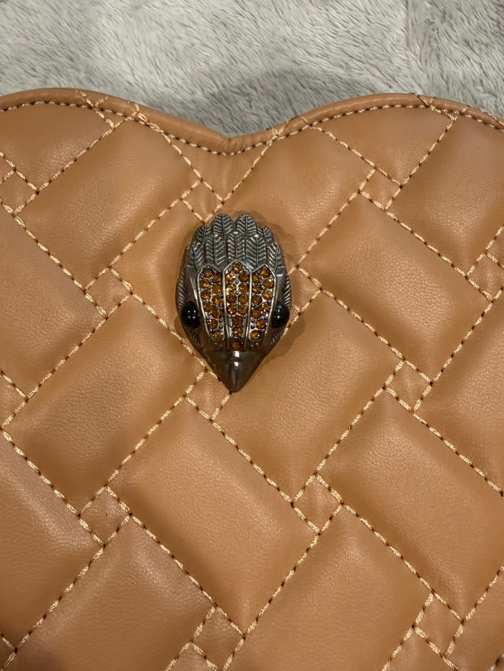 Kurt Geiger Tan Quilted Heart Crossbody Bag - Picture 2 of 5